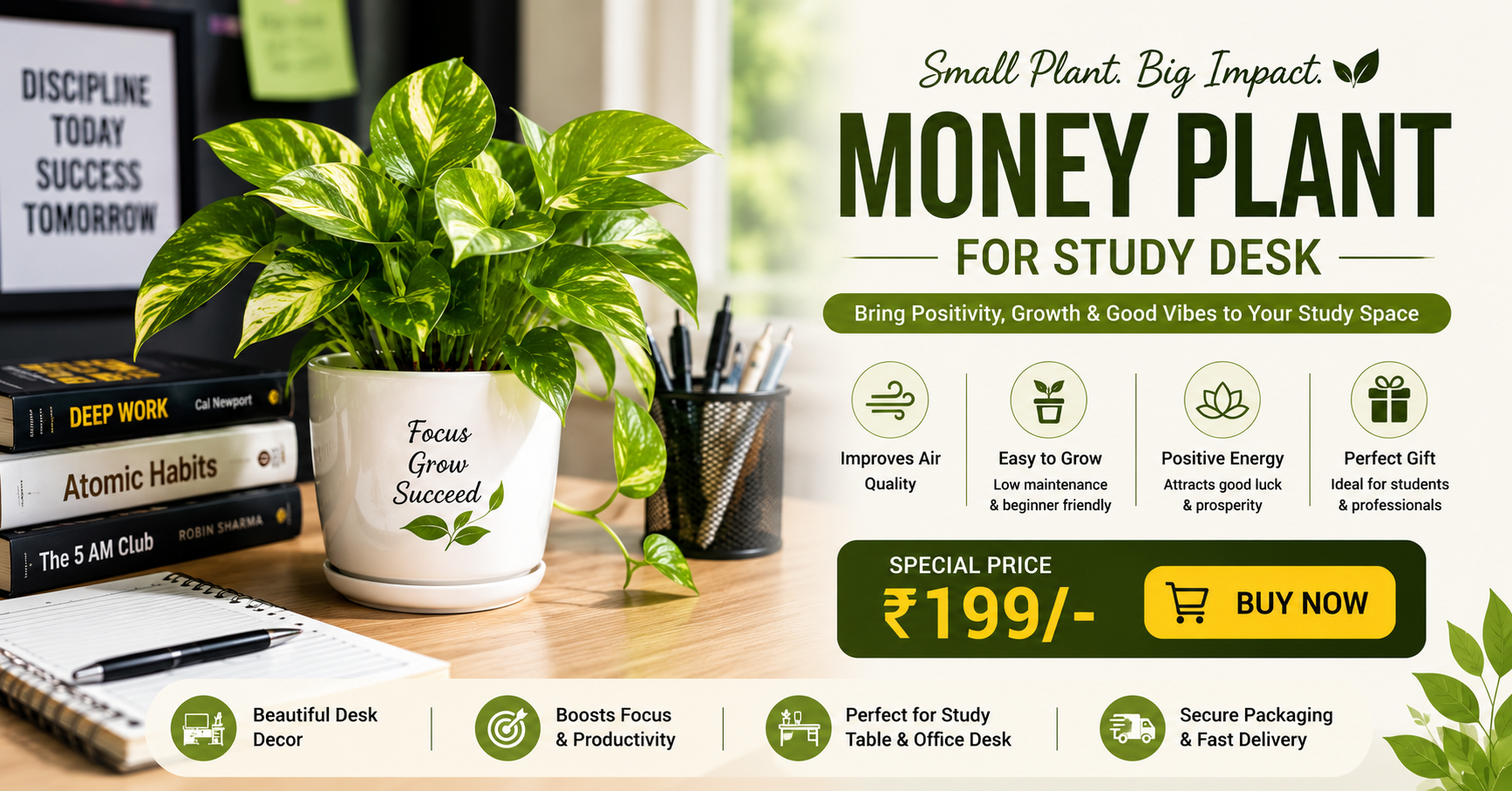 Money Plant for Study Desk